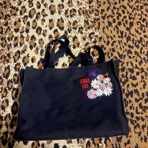 Anna Sui Tote with Floral Embroidery